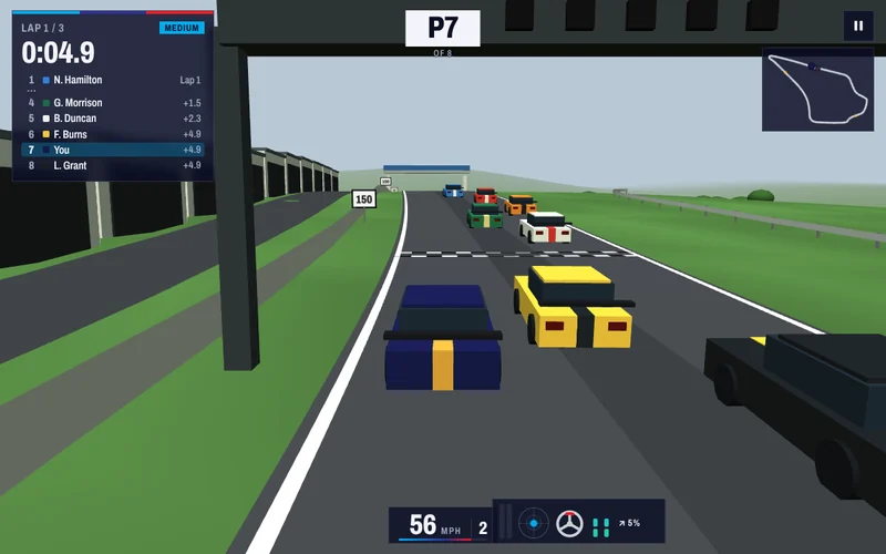 Car 85 chasing the pack in the Knockhill Hot Lap game